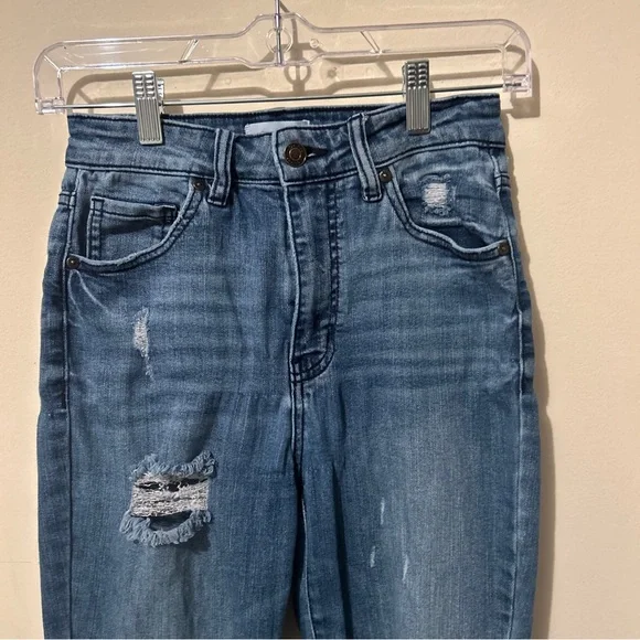 Oasis By Eunina Jeans Women’s Juniors 3 Distressed Faded Skinny - Picture 4 of 13